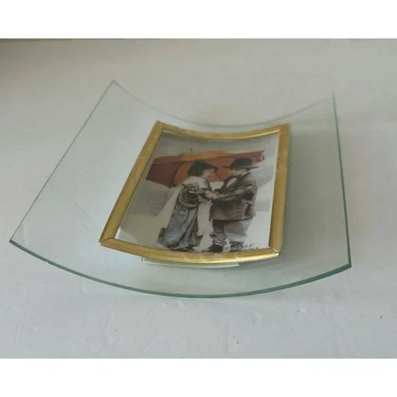 NIB Elegant Glass and Gold tone Picture Frame Decorated for Pic.W 3.5" x H 5.5" - Picture 8 of 11